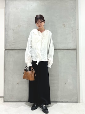 「SMELLY（スメリー）のステンレスカラービーズネックレス（ネックレス、レッド系）」を使った、yamakanaさん（レディース・163cm）の春コーディネート