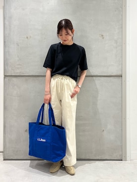 「URBAN RESEARCH Sonny Label（アーバンリサーチサニーレーベル）のハイスペイージーセミワイドパンツ（その他パンツ、ホワイト系）」を使った、yamakanaさん（レディース・163cm）の春コーディネート