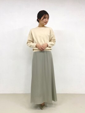 「サテンパンツ」｜「アイテム（スカート）」を使った、yamakanaさん（レディース・164cm）の冬コーディネート