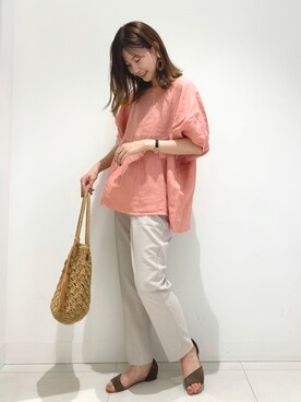 「RODE SKO（ロデスコ）のMARIA タッセルペーパーショルダー（ショルダーバッグ）」を使った、yamakanaさん（レディース・164cm）の夏コーディネート