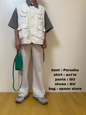 「spoon store（スプーンストア）のアイテム（バッグ）」を使った、taitaiさん（メンズ・167cm）の春コーディネート