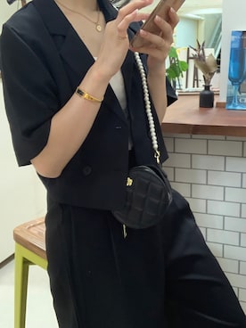 「韓国コーデ」｜「アイテム（セットアップ）」を使った、中村 マリナさん（レディース・158cm）の秋コーディネート