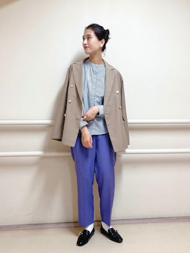 「Te chichi TERRASSE（テチチテラス）のアイテム（テーラードジャケット）」を使った、fujiさん（レディース・162cm）の秋コーディネート