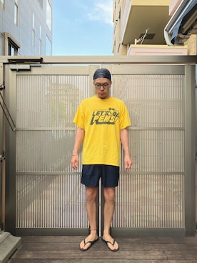 「アイテム（ビーチサンダル）」を使った、KOHさん（メンズ・174cm）の夏コーディネート