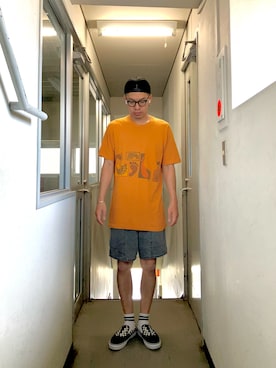 「Tony Alva（トニーアルバ）の【ALVA】別注ＳＫＡＴＥＭＥＳＨＣＡＰ（キャップ、ブラック系）」を使った、KOHさん（メンズ・174cm）の夏コーディネート