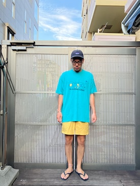 「アイテム（ビーチサンダル）」を使った、KOHさん（メンズ・174cm）の夏コーディネート