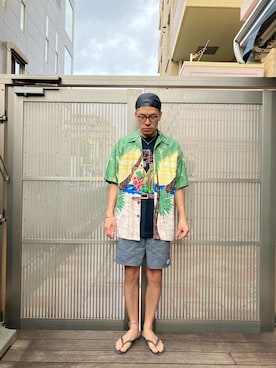 「アイテム（ビーチサンダル）」を使った、KOHさん（メンズ・174cm）の夏コーディネート