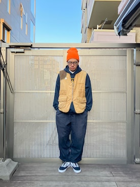 「HUF（ハフ）のアイテム」を使った、KOHさん（メンズ・174cm）の冬コーディネート