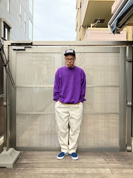 「HUF（ハフ）のアイテム（帽子）」を使った、KOHさん（メンズ・174cm）の春コーディネート