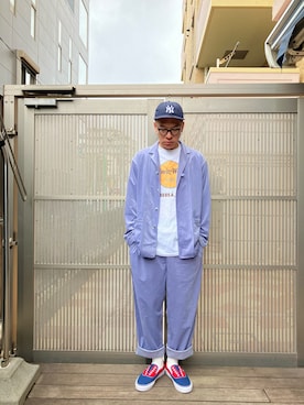 「HANES（ヘインズ）のアイテム（Tシャツ/カットソー、ホワイト系）」を使った、KOHさん（メンズ・174cm）の春コーディネート