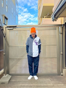 「HUF（ハフ）のアイテム」を使った、KOHさん（メンズ・174cm）の冬コーディネート