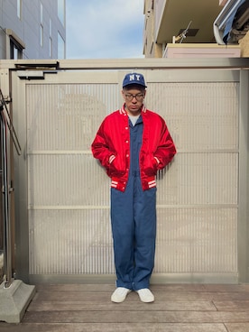 「アイテム（オールインワン・サロペット）」を使った、KOHさん（メンズ・174cm）の秋コーディネート