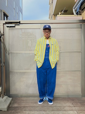 「アイテム（サロペット/オーバーオール）」を使った、KOHさん（メンズ・174cm）の秋コーディネート