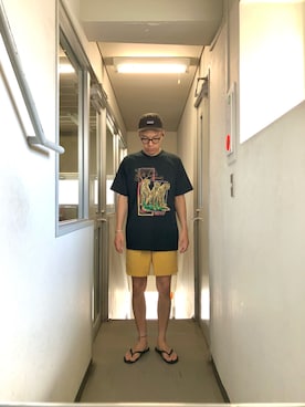 「アイテム（ビーチサンダル）」を使った、KOHさん（メンズ・174cm）の夏コーディネート