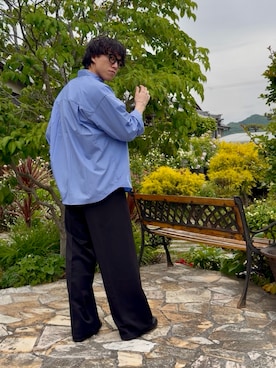 「SINSS（シンス）のLoose fit shirt/ルーズフィットシャツ（シャツ/ブラウス、ホワイト系）」を使った、Keishiさん（メンズ・173cm）の秋コーディネート