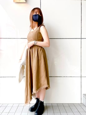 「アイテム（アナログ腕時計、ピンク系）」を使った、Moaさん（レディース・158cm）の夏コーディネート