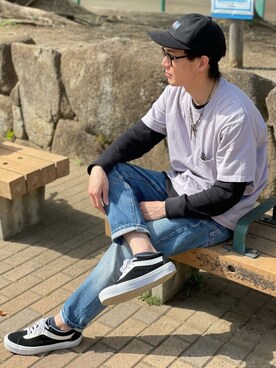 「UNIQLO（ユニクロ）のワッフルヘンリーネックT（長袖）（Tシャツ/カットソー）」を使った、M T Iさん（メンズ・173cm）の春コーディネート