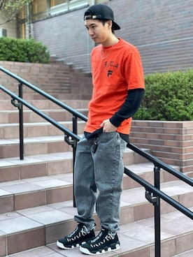 「UNIQLO（ユニクロ）のワッフルヘンリーネックT（長袖）（Tシャツ/カットソー）」を使った、M T Iさん（メンズ・173cm）の春コーディネート