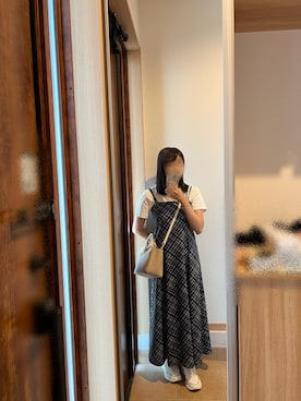 「natural couture（ナチュラルクチュール）のカットジョーゼットキャミワンピース（ワンピース、その他）」を使った、@buru1113さん（レディース・158cm）の夏コーディネート
