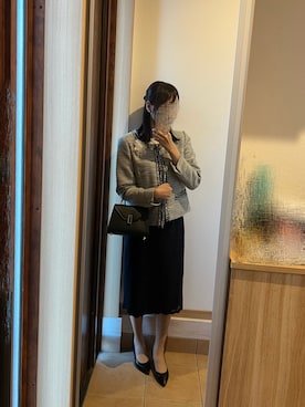 「OPAQUE.CLIP（オペークドットクリップ）のアイテム（スカート、ブルー系）」を使った、@buru1113さん（レディース・158cm）の春コーディネート