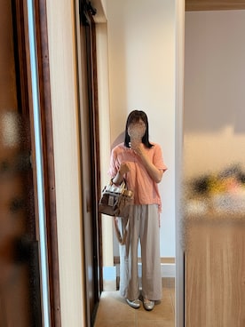 「Bleu Bleuet（ブルーブルーエ）のテンポケット2WAYショルダートート（ショルダーバッグ、ブラウン系）」を使った、@buru1113さん（レディース・158cm）の夏コーディネート