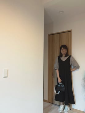 「アイテム（ジャンパースカート）」を使った、@buru1113さん（レディース・158cm）の秋コーディネート
