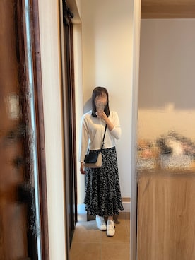 「Honeys（ハニーズ）のアイテム（スカート、ブラック系）」を使った、@buru1113さん（レディース・158cm）の春コーディネート