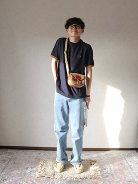 「FRED PERRY（フレッドペリー）のアイテム（Tシャツ/カットソー）」を使った、ゆうたさん（メンズ・171cm）の夏コーディネート