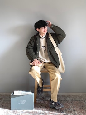 「アイテム（ニット/セーター）」を使った、ゆうたさん（メンズ・171cm）の春コーディネート