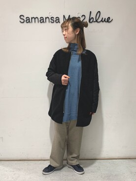 「Samansa Mos2 blue」｜「アイテム（その他アウター）」を使った、kanakoさん（レディース・159cm）の冬コーディネート
