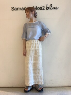 「ehka sopo（エヘカソポ）のくしゅくしゅギンガム厚底サンダル（サンダル）」を使った、kanakoさん（レディース・159cm）の夏コーディネート