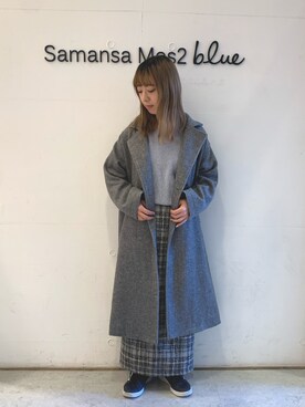 「Samansa Mos2 blue」｜「アイテム（その他アウター）」を使った、kanakoさん（レディース・159cm）の冬コーディネート