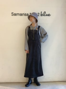 「Samansa Mos2 blue（サマンサモスモスブルー）のアイテム（帽子）」を使った、kanakoさん（レディース・159cm）の秋コーディネート