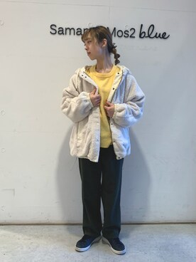 「Samansa Mos2 blue（サマンサモスモスブルー）のアイテム（ノーカラージャケット）」を使った、kanakoさん（レディース・159cm）の秋コーディネート