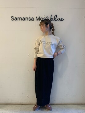 「Samansa Mos2 blue」｜「アイテム（スウェット）」を使った、kanakoさん（レディース・159cm）の冬コーディネート