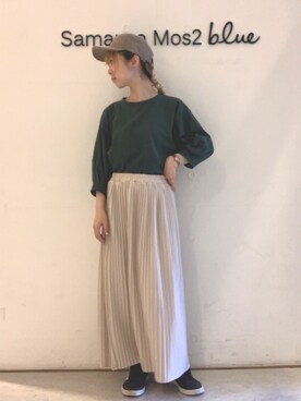 「Samansa Mos2 blue（サマンサモスモスブルー）のアイテム（キャップ）」を使った、kanakoさん（レディース・159cm）の秋コーディネート