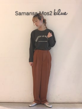 「Samansa Mos2 blue（サマンサモスモスブルー）のアイテム（パンツ、オレンジ系）」を使った、kanakoさん（レディース・158cm）の夏コーディネート
