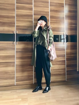 「MOUSSY（マウジー）のアイテム（トレンチコート）」を使った、尼可Nikooさん（レディース・160cm）の秋コーディネート