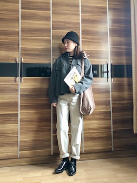 「通勤穿搭」｜「アイテム（ブルゾン）」を使った、尼可Nikooさん（レディース・160cm）の秋コーディネート