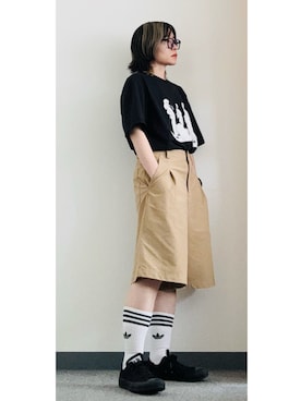 「adidas（アディダス）のADIDAS ウェア アディダス U HIGH CREW SOCKS 3P ソックス IJ0734 WHITE（ソックス/靴下、ホワイト系）」を使った、takkeさん（メンズ・154cm）の夏コーディネート