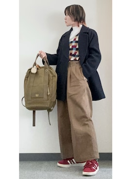 「アイテム（バックパック/リュック）」を使った、takkeさん（メンズ・154cm）の冬コーディネート