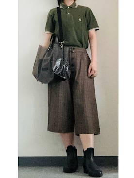 「FRED PERRY（フレッドペリー）のLaurel Leaf Dyed Polo Shirt（ポロシャツ、グリーン系）」を使った、takkeさん（メンズ・154cm）の秋コーディネート