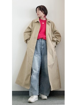 「アイテム（ステンカラーコート）」を使った、takkeさん（メンズ・154cm）の秋コーディネート