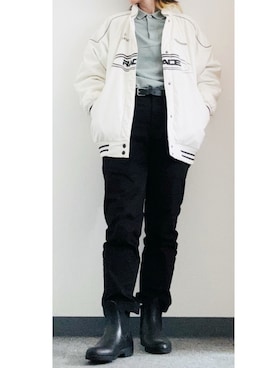 「FRED PERRY（フレッドペリー）の長袖ポロシャツ（ポロシャツ、ブルー系）」を使った、takkeさん（メンズ・154cm）の春コーディネート