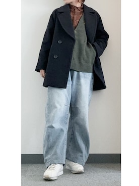 「アイテム（ピーコート）」を使った、takkeさん（メンズ・154cm）の冬コーディネート