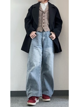 「アイテム（ピーコート）」を使った、takkeさん（メンズ・154cm）の冬コーディネート