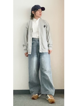 「アイテム（スニーカー）」を使った、takkeさん（メンズ・154cm）の秋コーディネート