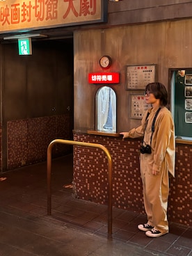 「GEORGE'S（ジョージズ）の【ユニセックス着用可能】ウェリントンメガネ（メガネ、ブラック系）」を使った、takkeさん（メンズ・154cm）の夏コーディネート