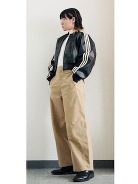 「adidas（アディダス）のプレザー ジャケット / アディダスオリジナルス adidas Originals（ブルゾン、ブラック系）」を使った、takkeさん（メンズ・154cm）の春コーディネート