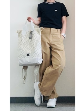 「adidas(アディダス)のアイテム(バックパック/リュック)」を使った、takkeさん(メンズ・154cm)の夏コーディネート